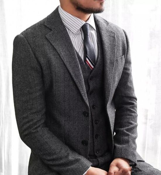 

groom tuxedos groomsmen notch lapel custom made two button men suits wedding/prom/dinner man blazer ( jacket+pants+vest+tie )m1499, Black;gray