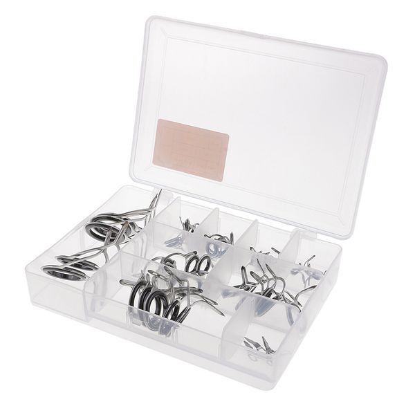 

45pcs stainless steel fishing rod guides rod repair kit fishing hook keepers