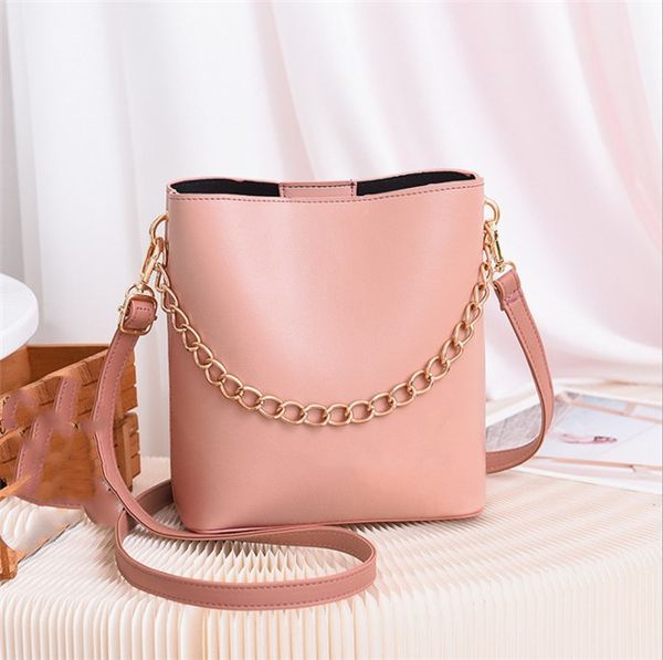 

fashionable luxury female bag new simple and wild solid color casual messenger shoulder chain bucket bag ing
