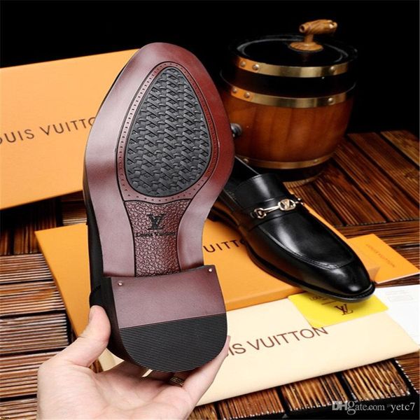 

19fw luxury brands genuine leather wedding party men's handmade footwear full grain round toe derby formal dress party man shoes yecq5, Black