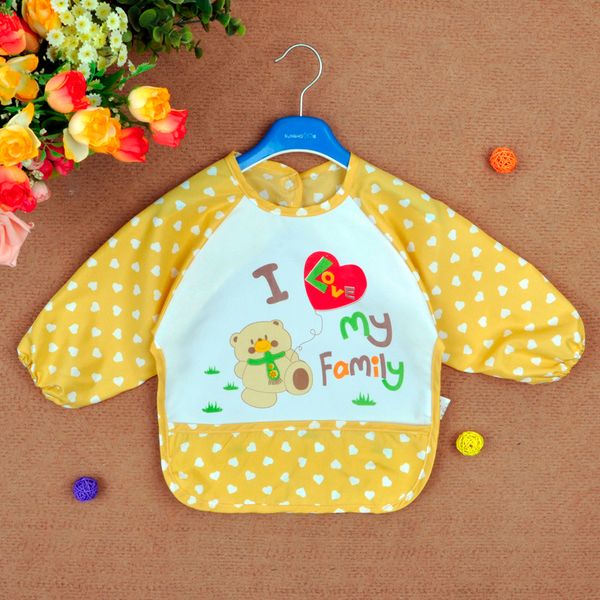 

bib baby kid accessories baby toddler boy girl long sleeve letter waterproof feeding art apron bib smock dripping bibs babador