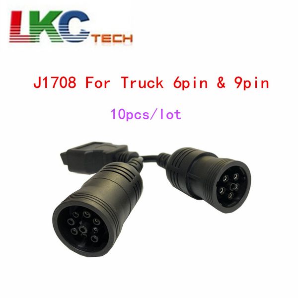 

10 pcs/lot dhl obd2 truck interface obd2 16pin female to female 6pin y-cable sae j1939 and sae j1708 9pin