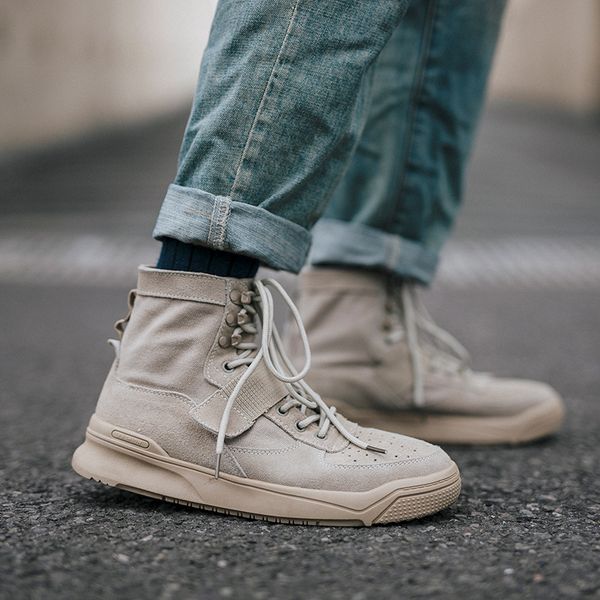 

2019 autumn & winter new style genuine leather men's high-board shoe men's korean-style shoes boots versa, Black