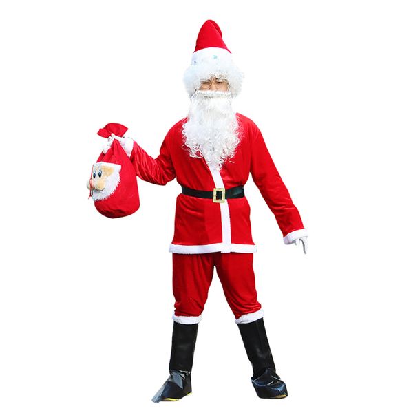 

deluxe 6 pieces santa suit set christmas santa claus costumes for men 5xl, Black
