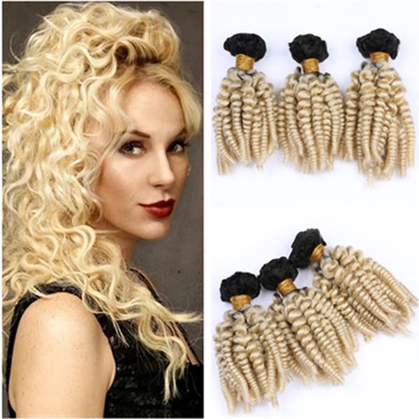 Blonde Ombre Aunty Funmi Peruvian Hair Weaves 1b 613 Dark Root