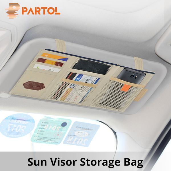 

partol car sun visor organizer receive bag car boot organiser storage bag box multi-pocket container for fuel card mobile phone