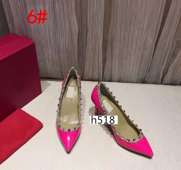 

designer pointed toe 2-strap with studs high heels leather rivets sandals women shoes valentine high-heeled shoes 8.5cm wholesale, Black