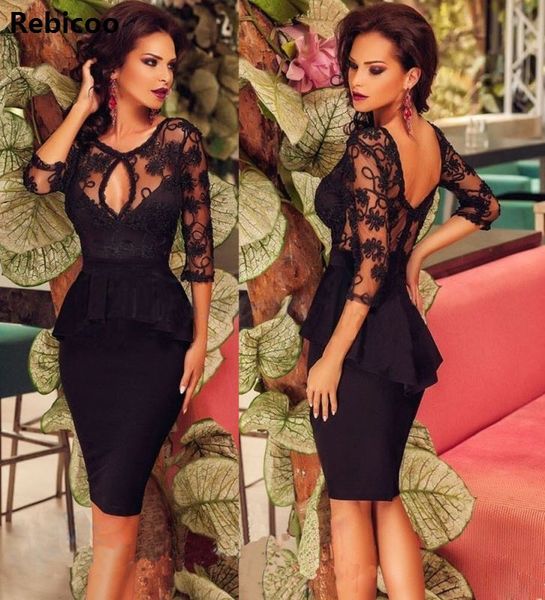 

back hollow out sheer mash dress women transparent long sleeve a-line dresses elegant black party dress summer 2019 vestidos, Black;gray