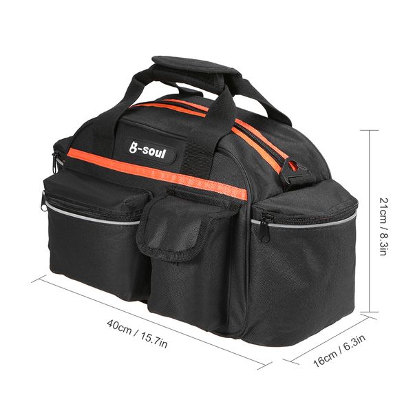 

b-soul 15l bike rear seat bag rack trunk basket pannier bag cycling luggage storage case shoulder handbag