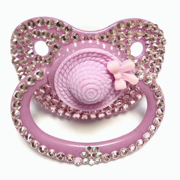 

miyocar unique handmade bling pink hat pacifier sized cute gem pacifier dummy abdl silicone nipple
