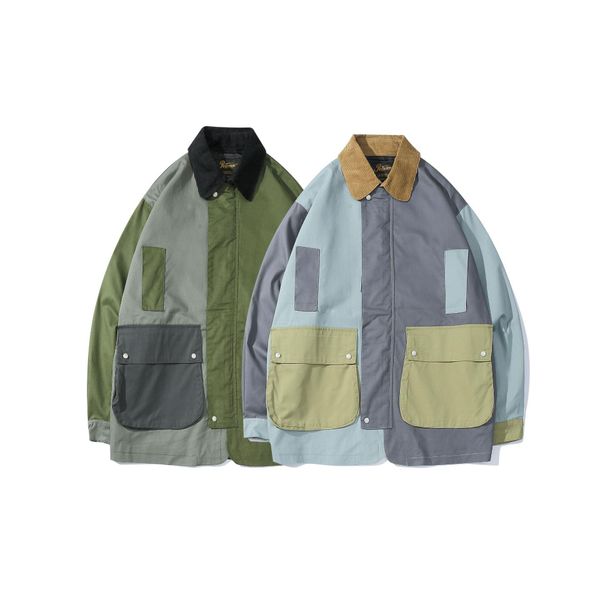 

men's designer coats luxury original street fashion loose color matching casual couple armband logo wide coat, Black;brown