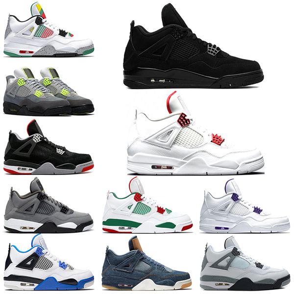 

new jumpman 4 4s mens trainers basketball shoes bred neon metallic purple rasta black athletics men sports sneakers size 7-13