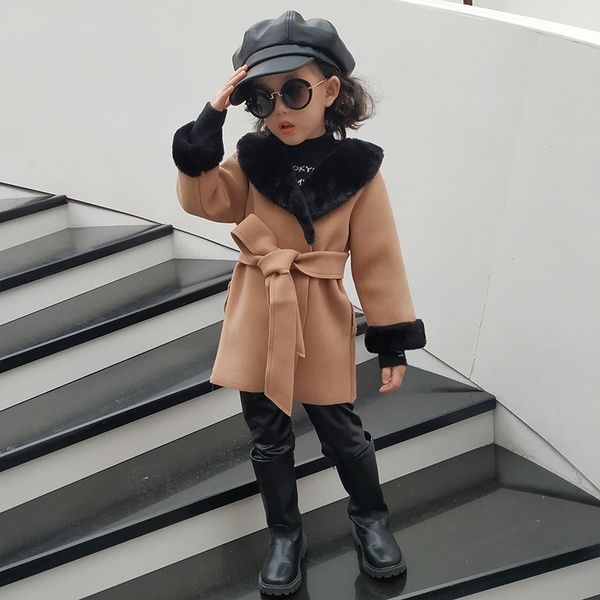 

autumn winter girls coat kids jacket toddler baby girl coat fashion europe and america woolen girl winter clothes, Blue;gray