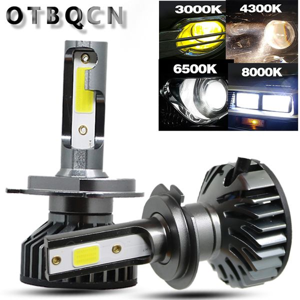 

otbqcn mini car headlight h4 h7 led 8000k 6500k 4300k 3000k h1 h11 h8 h9 9005 9006 h3 led bulb lamp hb3 hb4 auto fog light 12v