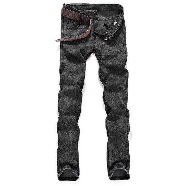 

mid waist regular slim long jeans fashion autumn male apparel designer skinny pencil pants mens causal, Blue