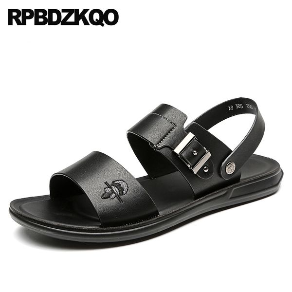 

bee beach native fashion italian slippers slip on slides men gladiator sandals summer rivet stud shoes runway metal roman nice, Black