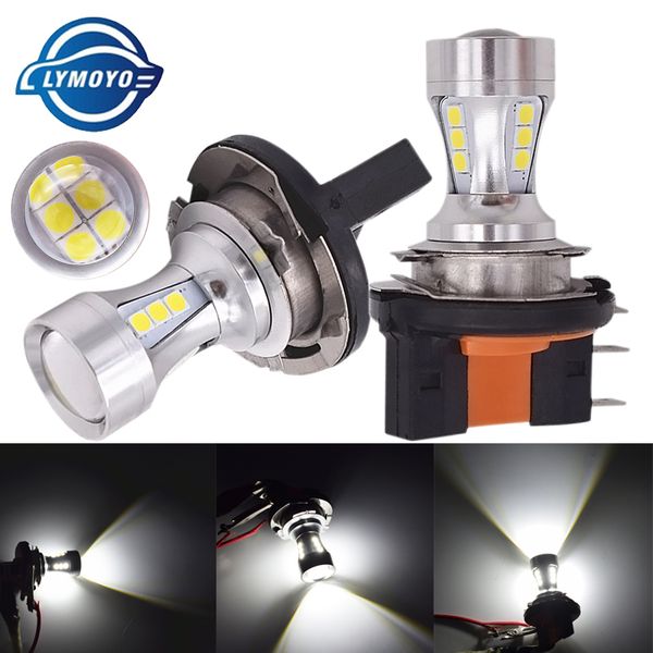 

2x h15 светодиодные лампы высокой мощности 6000k белый 18smd 3030 для дневного фары противотуманной фаре замена лампы 6000-6500k pure white
