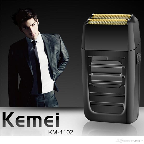 

kemei km-1102 rechargeable cordless shaver for men twin blade reciprocating beard razor face care multifunction strong trimmer