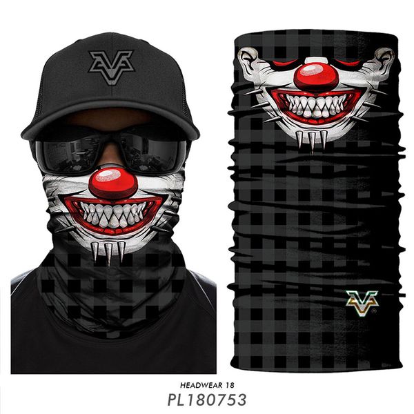 

mascarillas 3d joker clown seamless magic mask neck gaiter neck warmer shield tube bandana ciclismo headband hiking sport men, Black