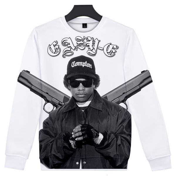 

2019 rap u.s.a shirt singer eazy-e 3d digital printing trend round collar sweater t shirts, Black