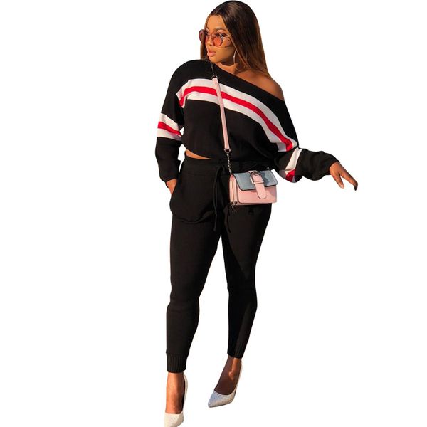 

women's clothing new autumn european and american stripe stitching leisure women's t-shirt, White
