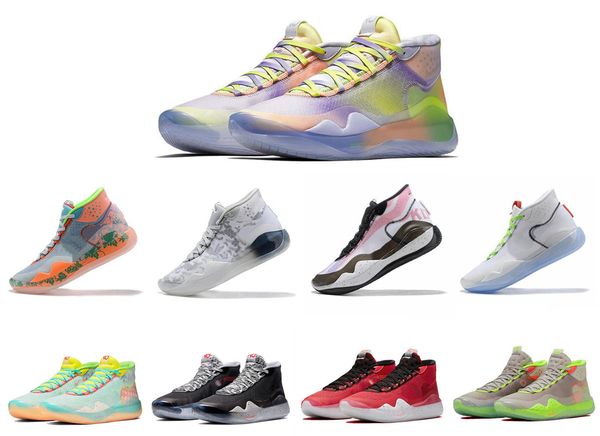 

2019 mens basketball shoes kd 12 eybl 90s kid warriors home wolf grey uuiversity red finals kevin durant 12s sport sneakers trainers 7-12