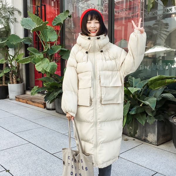 

women's down & parkas women winter 2021 warm thicken long parka mujer abrigos korean fashion students jacket loose padded coat lx2540, Black