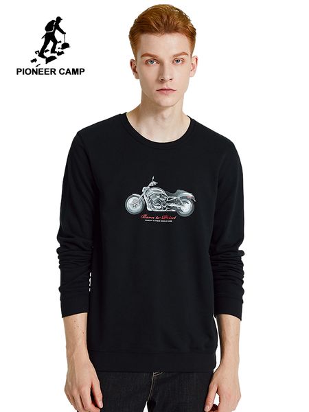 

pioneer camp brand men casual hoodies sweatshirt new autumn fashion print cotton hooded hoody mens 2019 awy906309, Black