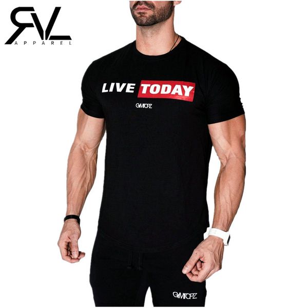 

revival fitness mens summer gyms t shirt fashion fitness bodybuilding muscle male casual shirts cotton tee clothing, White;black