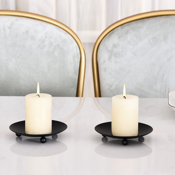 

home decor table gift bathroom black birthday wedding candle holder iron plate anti rust party multipurpose living room