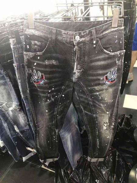 

wd1092 fashion men's jeans 2019 runway european design party style men's clothing, Blue