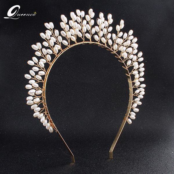 

silver/gold/rose gold pearls hairbands wedding hair jewelry party hair accessories fashion jewelry gift for grils, Golden;white