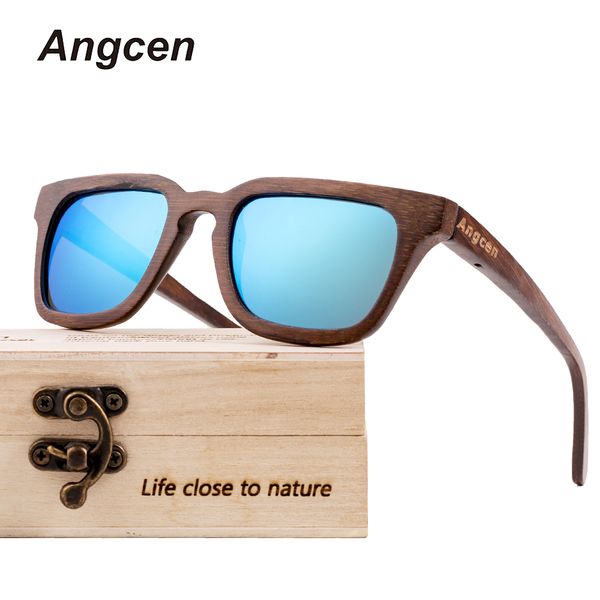 

angcen retro stripe wooden sunglasses men polarized bamboo sunglasses square vintage wood sun glasses women eyewear natural, White;black