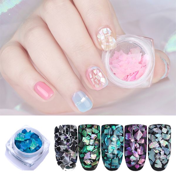 

1 box 2g nail art decoration irregular glitter shell paper flake slice sequins fragment beautiful import abalone shell 3d, Silver;gold