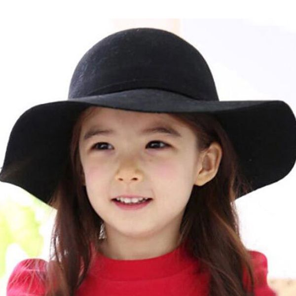 

fashion vintage solid polyester fedoras hat sun jazz gangster kids child boy girl hats fedora floppy sun beach cap new brand, Yellow
