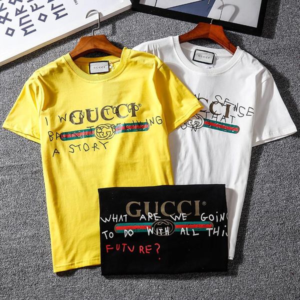 

19ss fashion italy paris letter printed mens t shirt homme g t-shirt short sleeve men women hip hop street style tee dd601, White;black