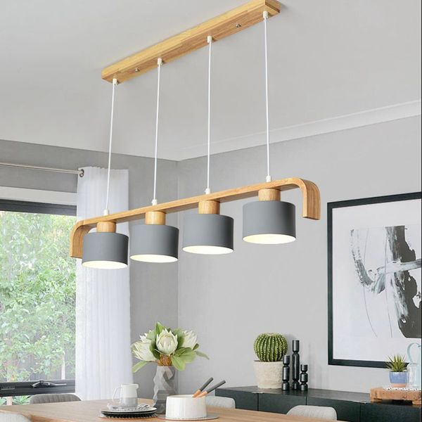 Wood Multi Head Pendant Lights Kitchen Lights Led Lamp Hanging Lamp Led Ceiling Lamps Lighting Fixtures Bedroom Living Pendant Lighting Glass Pendant