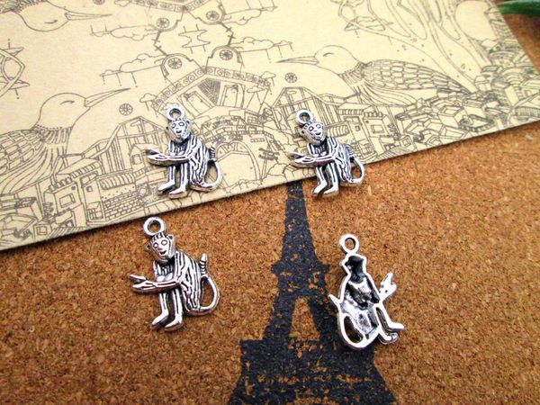 

90pcs monkey charms antique tibetan silver monkey charm pendants 20x14mm, Bronze;silver