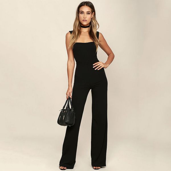 

black jumpsuit for women 2019 vintage sleeveless plus size overalls wide leg casual office summer rompers womens jumpsuit, Black;white