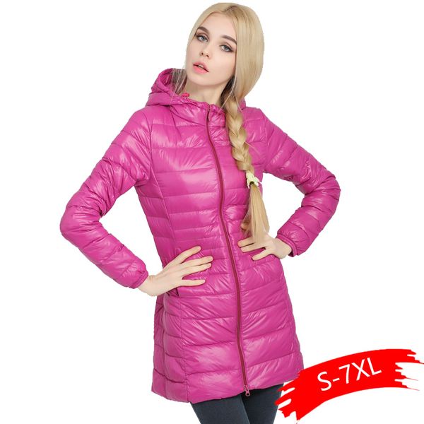 

2019 new light jacket women long coat ladies hooded  women's jacket winter clothing drop shipping, Black