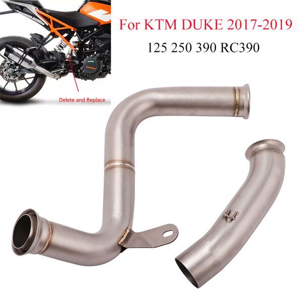 

for duke 125 250 390 rc390 2017 2018 2019 motorcycle exhaust mid link pipe stainless steel connect tube slip on atv escape