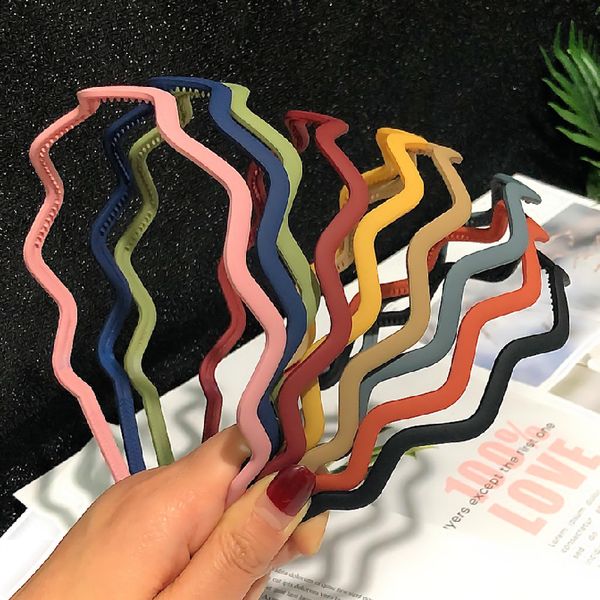 

thin headbands hairbands for women hair hoop girls candy color wave headband hairband headwear hair bezel female bands, Slivery;white
