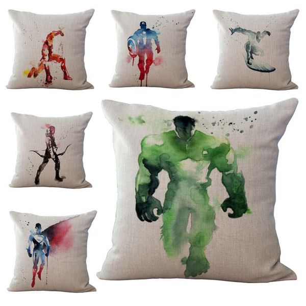 

avengers iron man capitain america hulk wonder woman pillow case cushion cover linen cotton throw pillowcases 15 colors