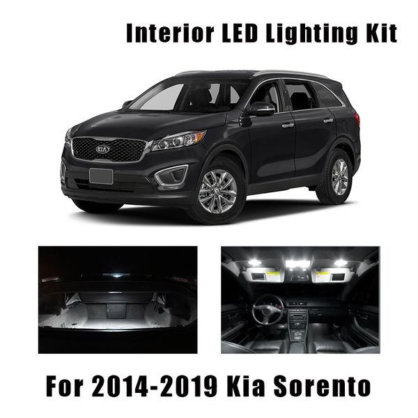 

9 bulbs white led car reading light interior kit fit for kia sorento 2014-2017 2018 2019 map dome trunk license lamp no error