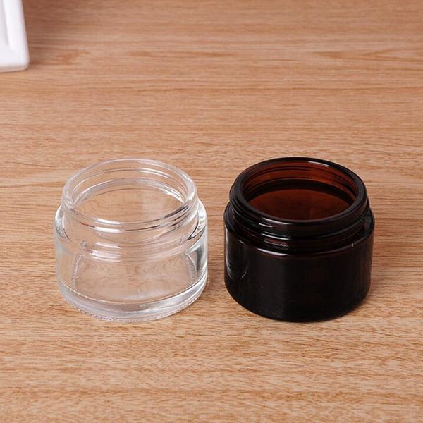 

5g 10g cosmetic empty bottle frosted clear brown glass jars refillable eyeshadow makeup face cream container cosmetic packaging