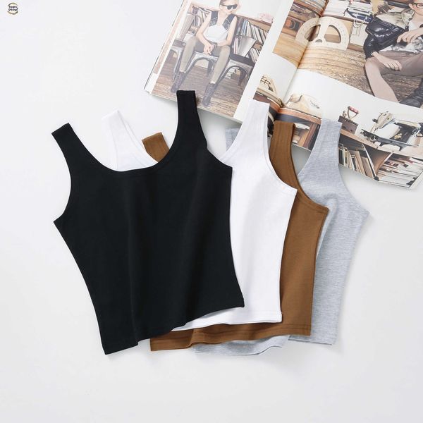 

2019 new women cotton crop crop bustier multicolor sleeveless cropped blusas vest tank camisole, White