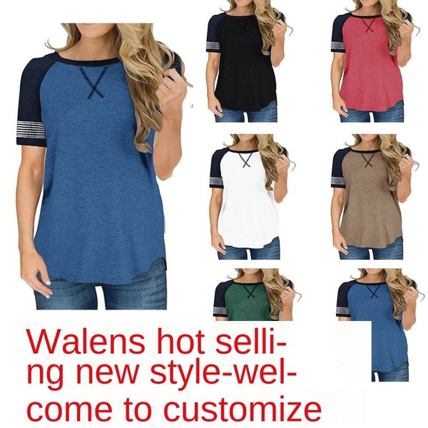 

женская дизайнерская шить с коротким рукавом круглый вырез повседневная футболка реглан рукав свободный топ, White