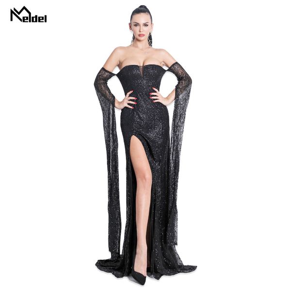 

evening dress long brilliant 2019 new women's elegant evening dress with v-neck with sequins mermaid maxi, White;black