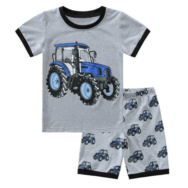 

clothing sets kancoold children boys cartoon truck train pattern striped shirt short-sleeved t-shirt + ship shorts suit, White