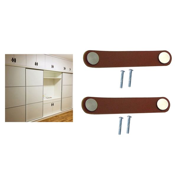 

2 pieces leather door handle pulls luggage suitcase handle pulls with screws